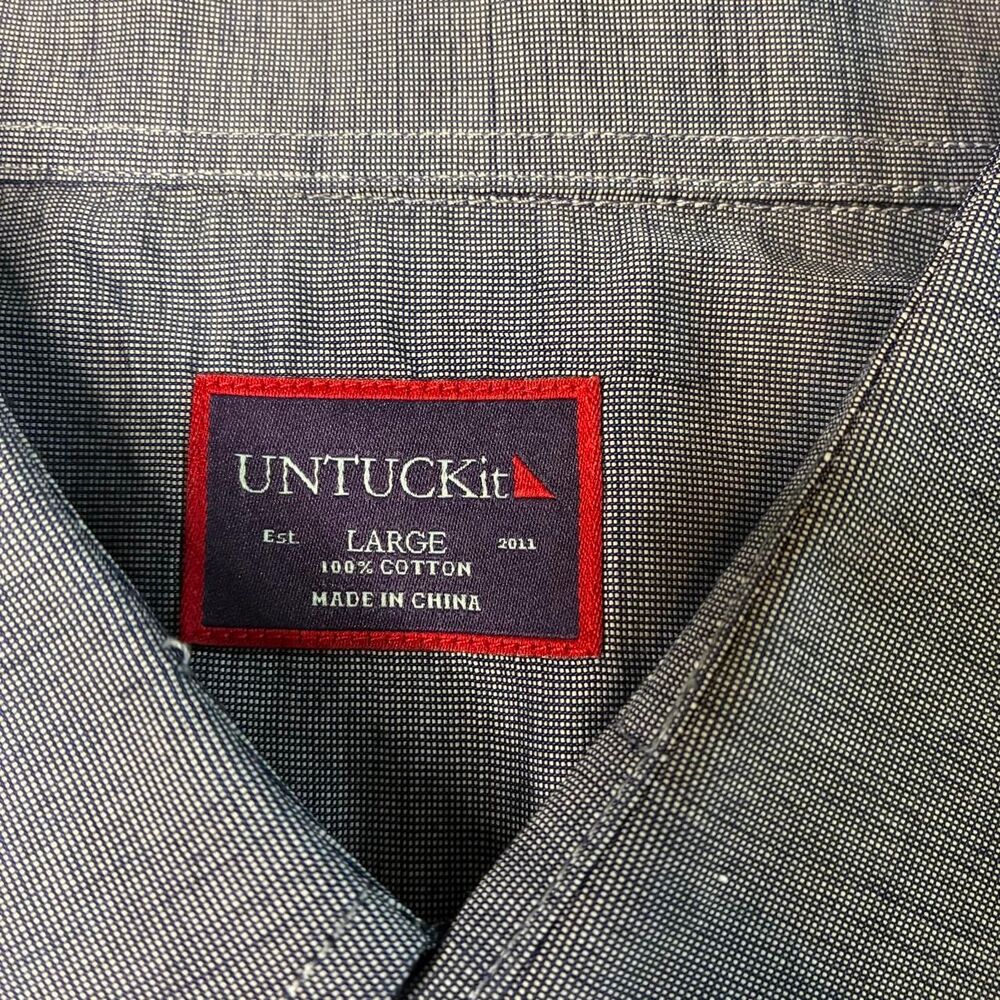 UNTUCKit Gray Chambray Button Up Shirt Men’s Large Long Sleeve 100% Cotton - Picture 2 of 8